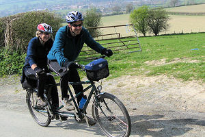 Tandem climbing out of Craven Arms