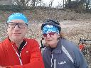 Paul and Linda wearing their new snoods at Sunderland Point