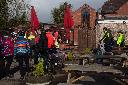 Gathering to leave Tudor pub at Slimbridge