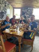 Liz and Mark Noble, Linda and Ron Stinchcombe and Phil and Julie Harmer at the aerodrome cafe