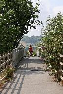 Ron and Linda cross the bridge at Batheaston