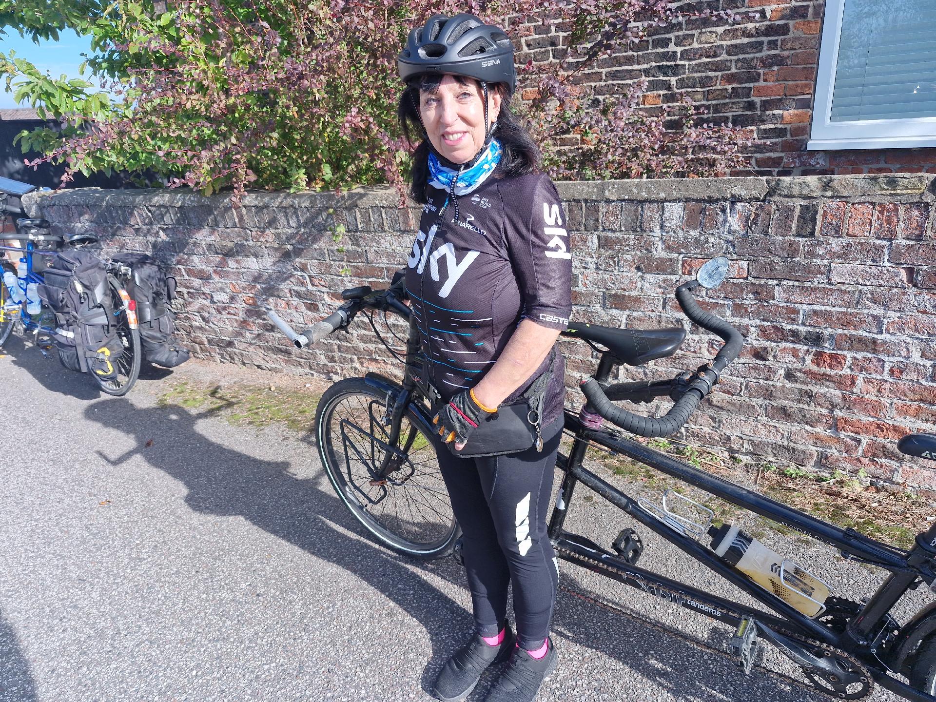 Lynn enjoying a break during the Humberside October ride.  