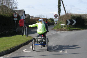 Tandem trike at Allithwaite on the way to Cartmel