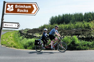 Tandem approaching Brimham Rocks